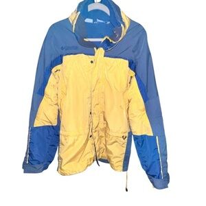 Vintage Columbia Fire Ridge Gray Yellow Jacket Coat Winter Parka size M